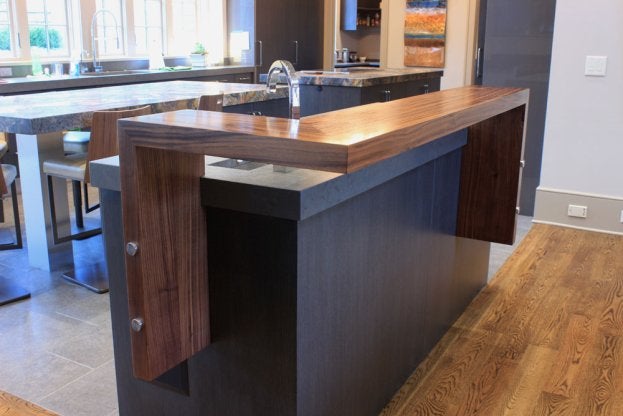 Walnut Raised Bar 3 San Diego - The Countertop Company